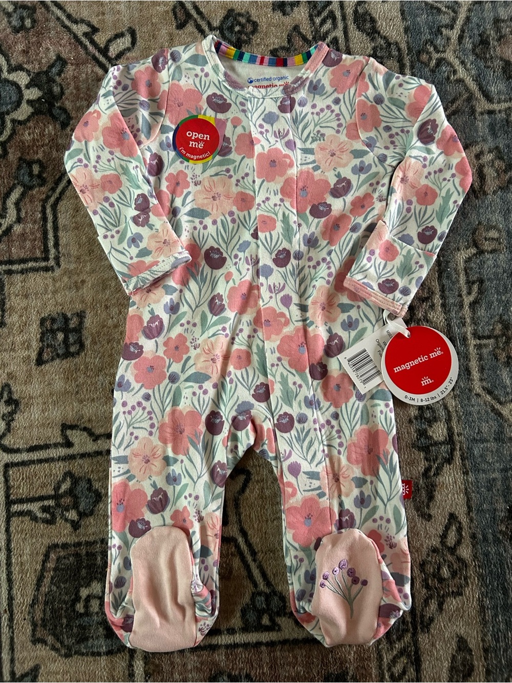 Magnetic Me Floral Footed One-Piece in Pink & Purple